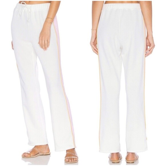 Flagpole NYC NWT Carrie Stripe Jogger Pants White Size Large Women’s Revolve - Picture 1 of 10